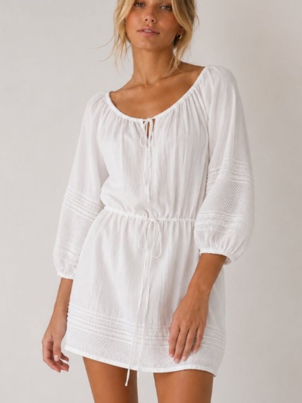 Vince Women's White Embroidered Mini Dress Size Small 8531